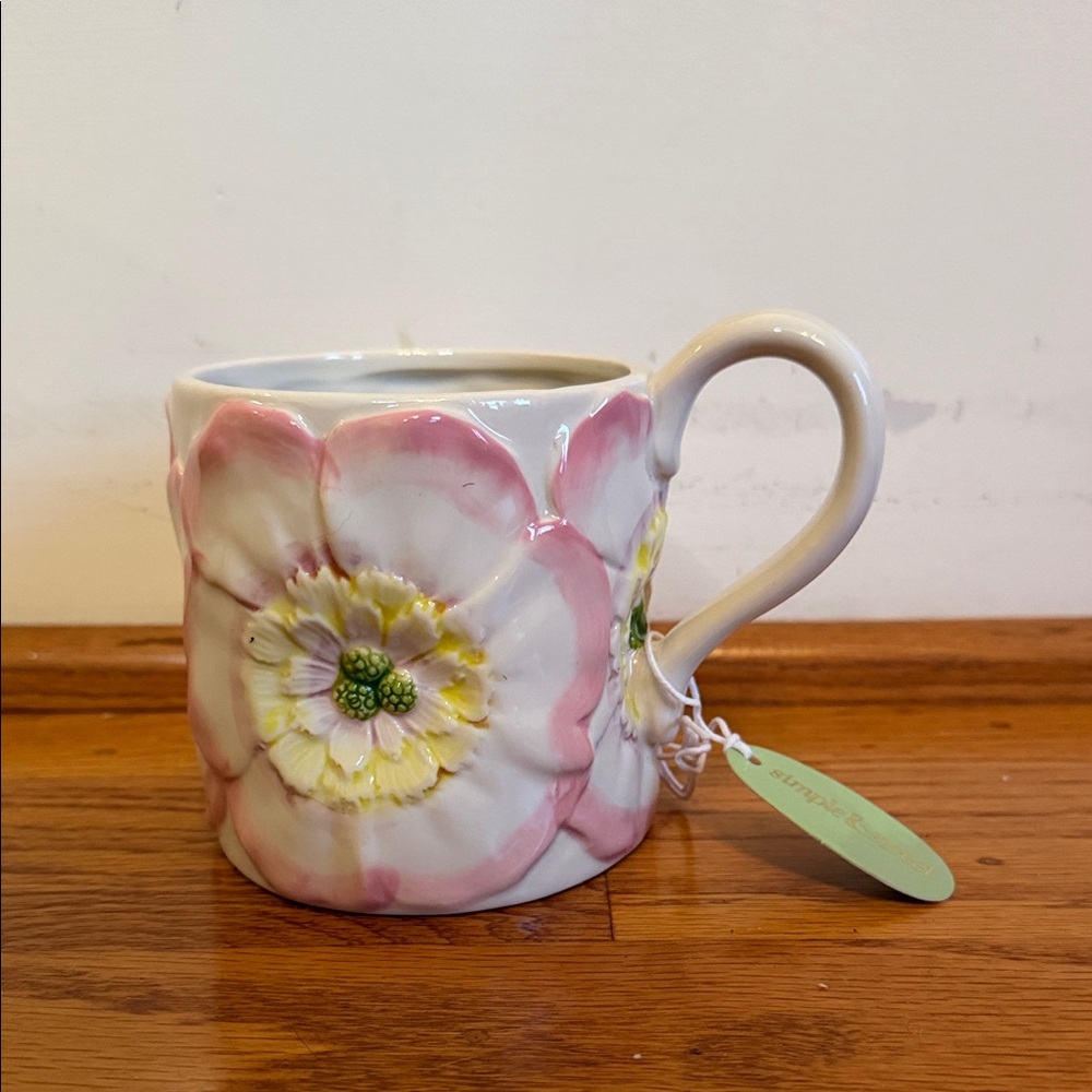 Floral Ceramic‎ Mug - Pink and White